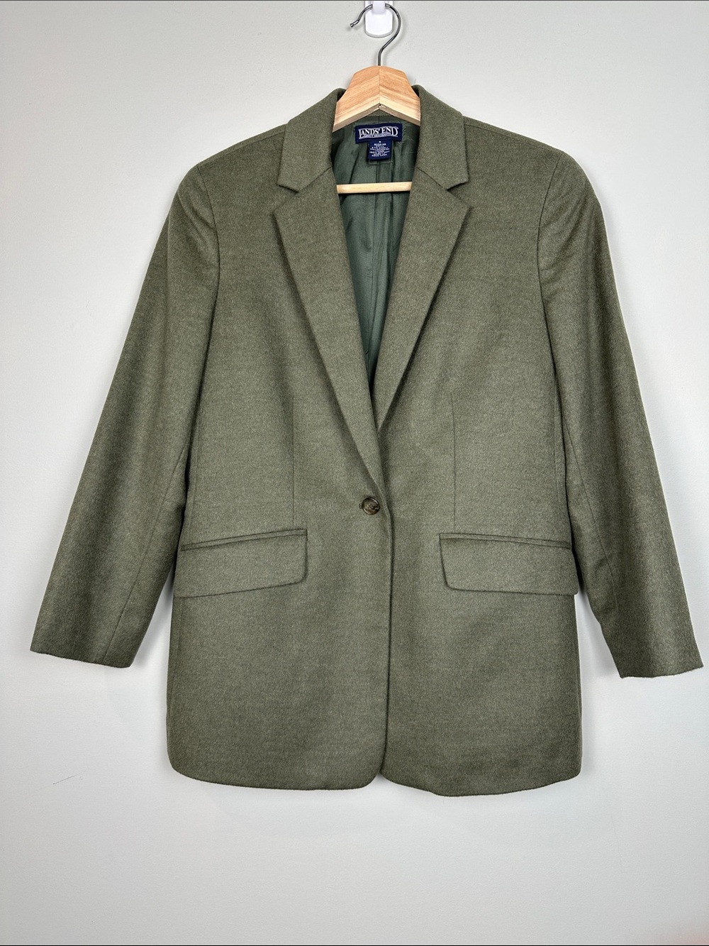 86. Lands End wool cashmere blazer green